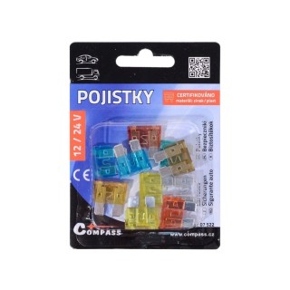 Plochá plastová pojistka – sada 10 ks