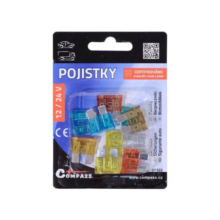 Plochá plastová pojistka – sada 10 ks